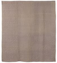 Pale purple silk taffeta "couvre-lit" or whole cloth quilt