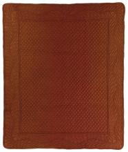 orange cotton sateen "couvre-lit" or wholecloth quilt